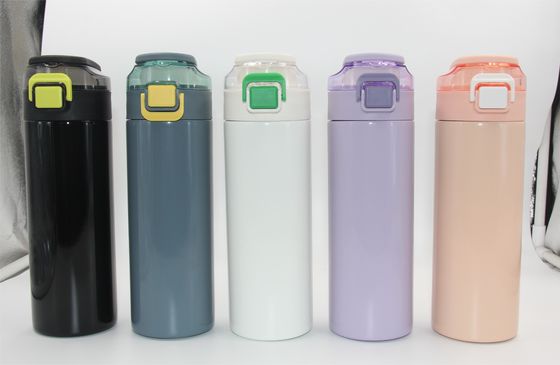 Pressione o botão 400 ml Dupla parede isolada Flasca de água de aço inoxidável