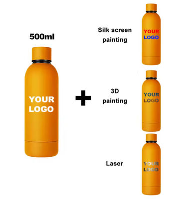 Pintura de borracha com parede dupla Flasca de vácuo Tumbler 500ml garrafas de água de aço inoxidável