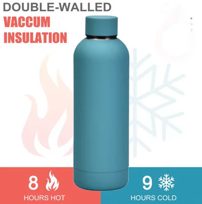 Pintura de borracha com parede dupla Flasca de vácuo Tumbler 500ml garrafas de água de aço inoxidável
