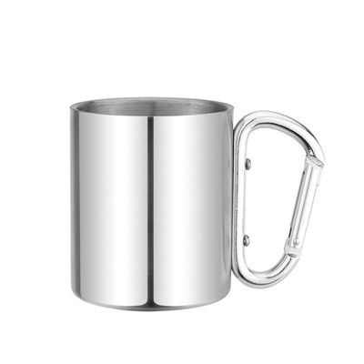 220ml - caneca de café de aço inoxidável da parede do dobro 400ml com punho de Carabiner