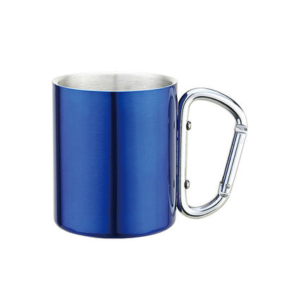 220ml - caneca de café de aço inoxidável da parede do dobro 400ml com punho de Carabiner