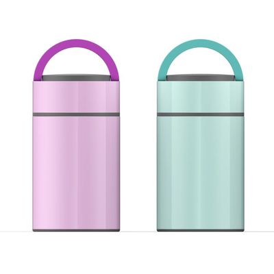 O vácuo bonito cor-de-rosa/verde isolou a impressão aquecida recipiente de transferência do almoço